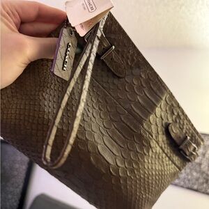 Coach Brown Snake-Embossed Clutch